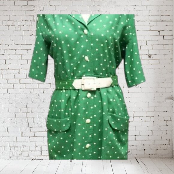 Vintage Ilse M. Dress 50's Style Polka Dot Belted - Picture 7 of 9